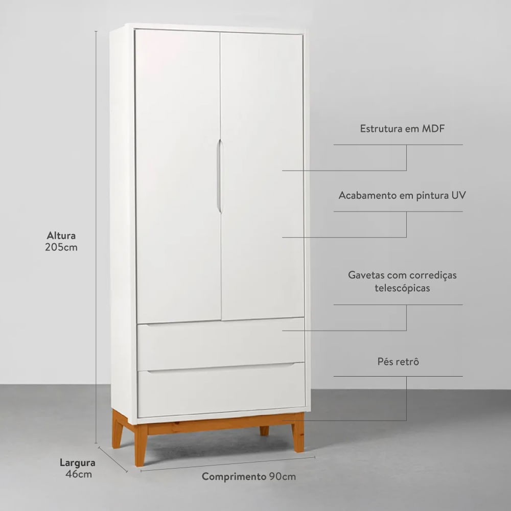 hero guarda roupa theo 2 portas